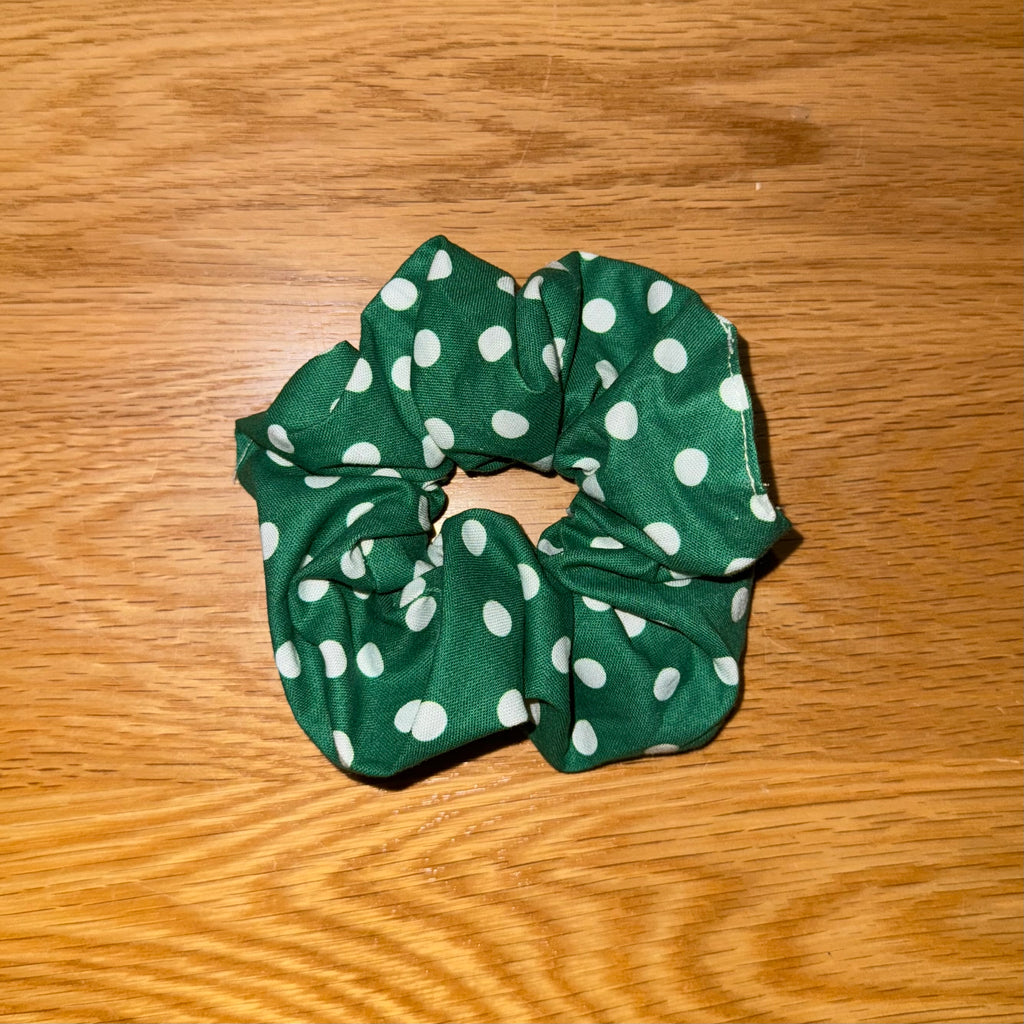 Green Pokadot Scrunchie