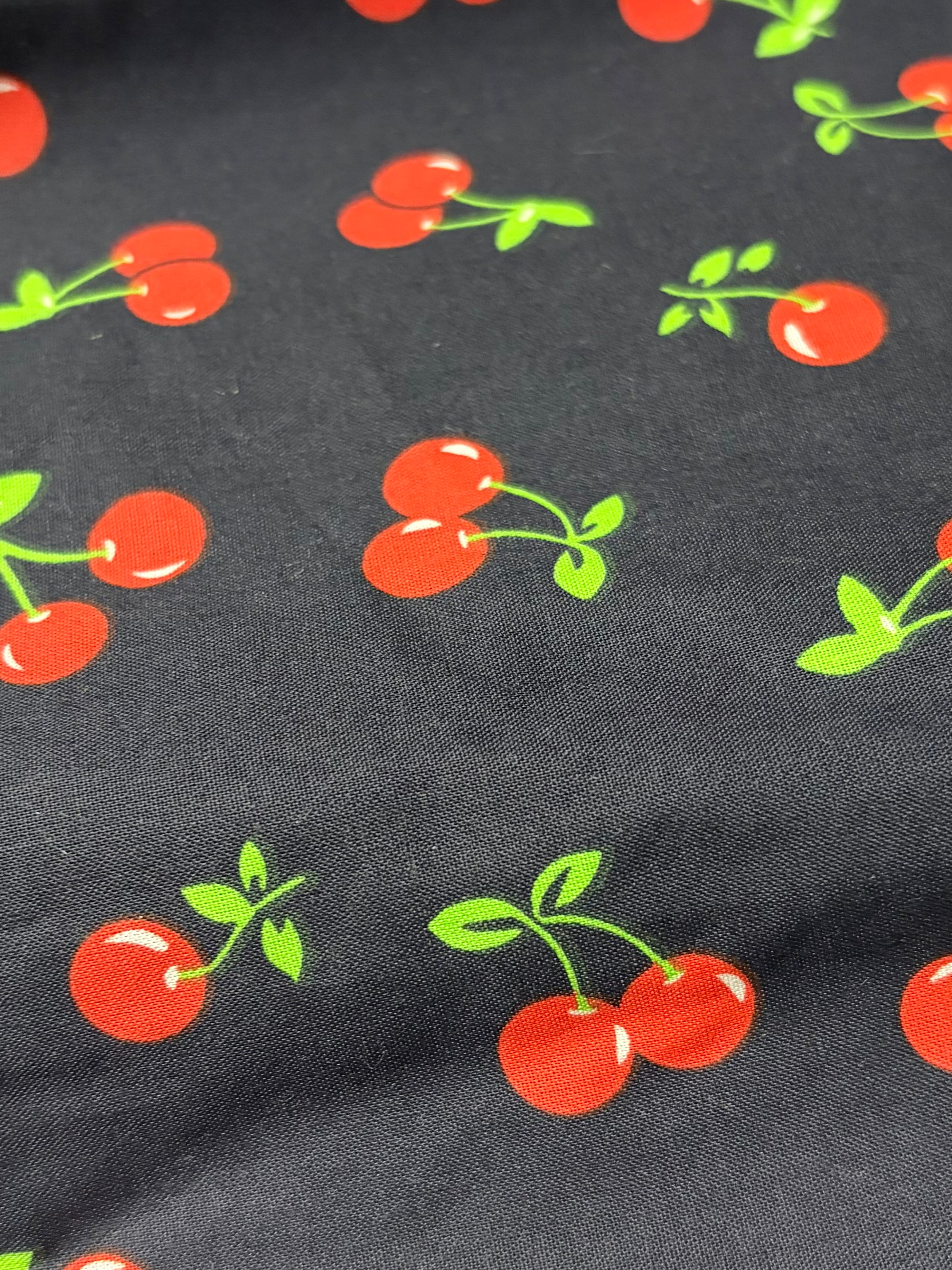 Navy Cherry Print Scrunchie